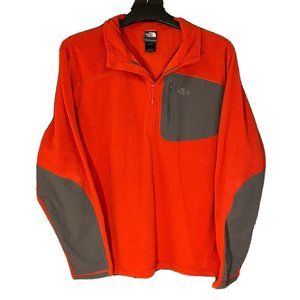 The North Face Pullover XL Fleece Red 1/4 Zip Mock Neck Long Sleeves Sweater